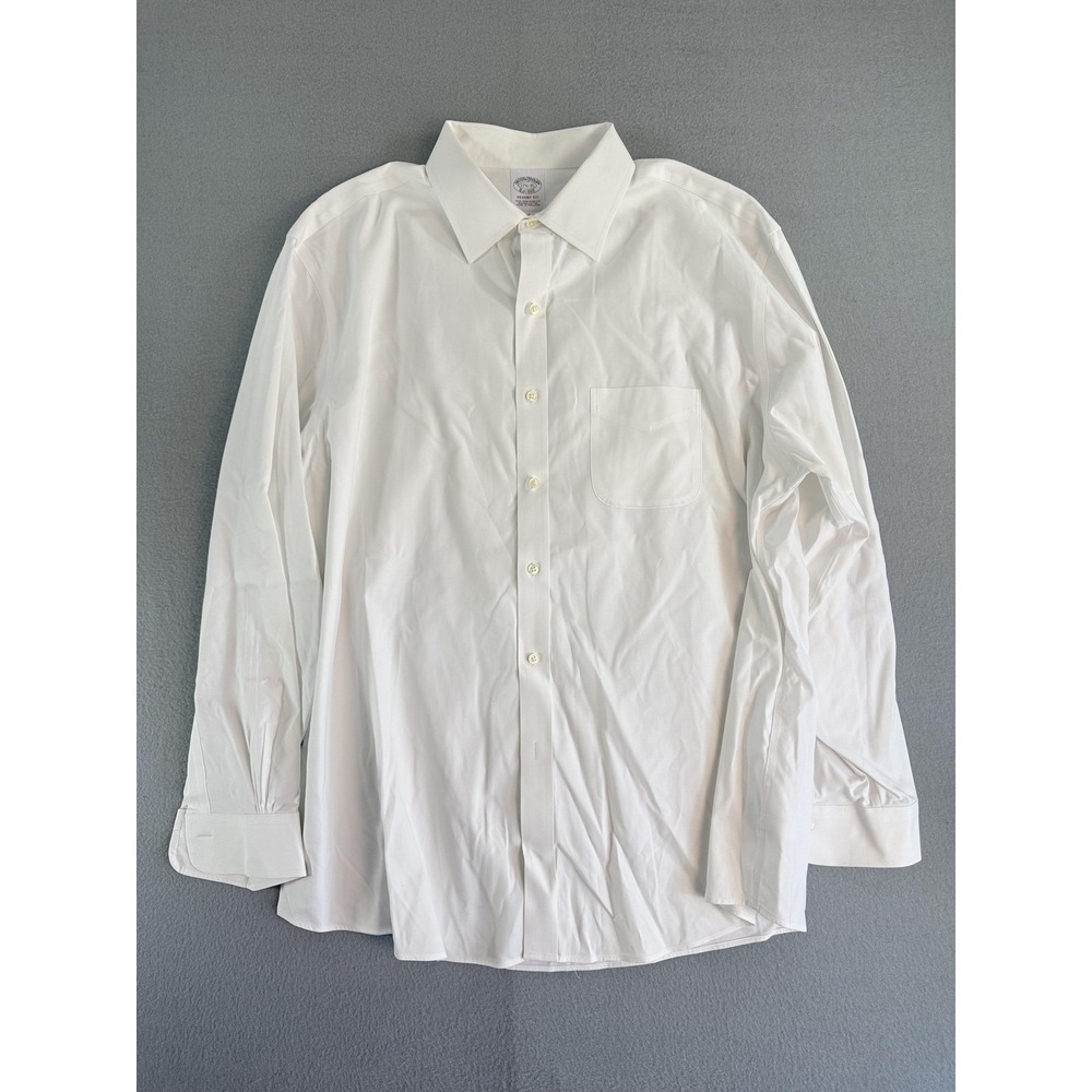 Brooks Brothers Dress Shirt Mens XL 17.5-35 White Non Iron Stretch Supima Regent